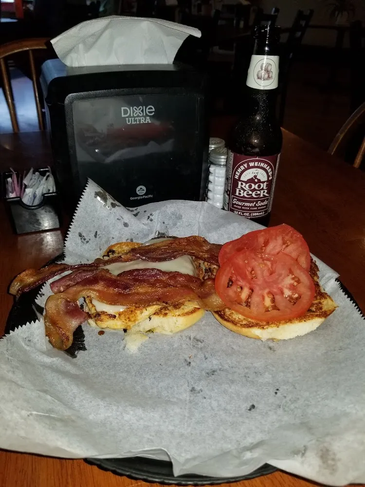 Blackened Chicken Sandwich on Jalapeno Bun with Bacon and Cheese